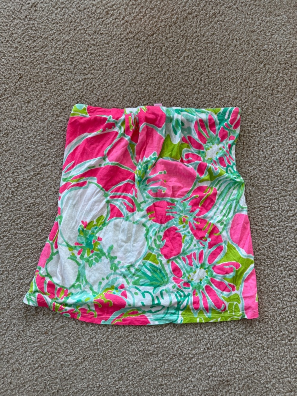 Lilly Pulitzer Pink, Green & White Floral Strapless Top